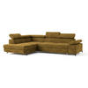 ECKSOFA FAVIEN L-S Gelb Velours-Stoff mit Schlaffunktion - Gelb, Holz (257/190cm) - MASSENO