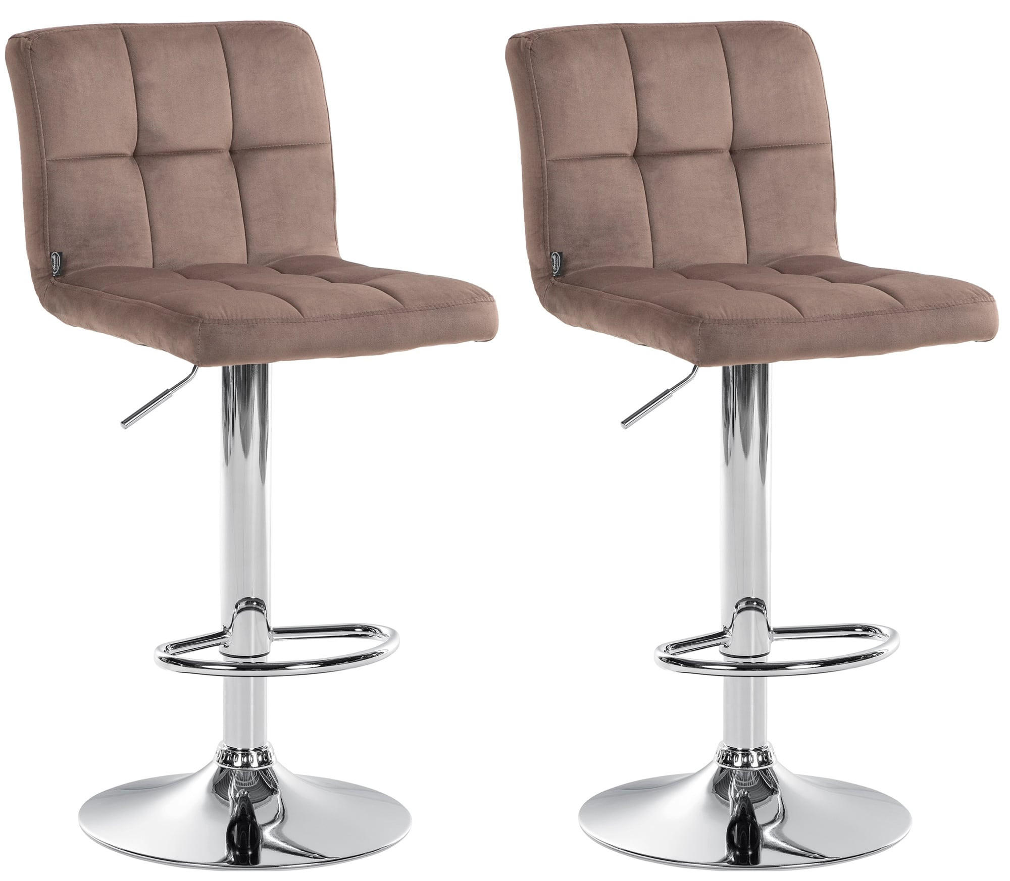BARHOCKER 2er Set Samt braun - Chromfarben/Braun, Textil/Metall (46/94/47cm) - CLP