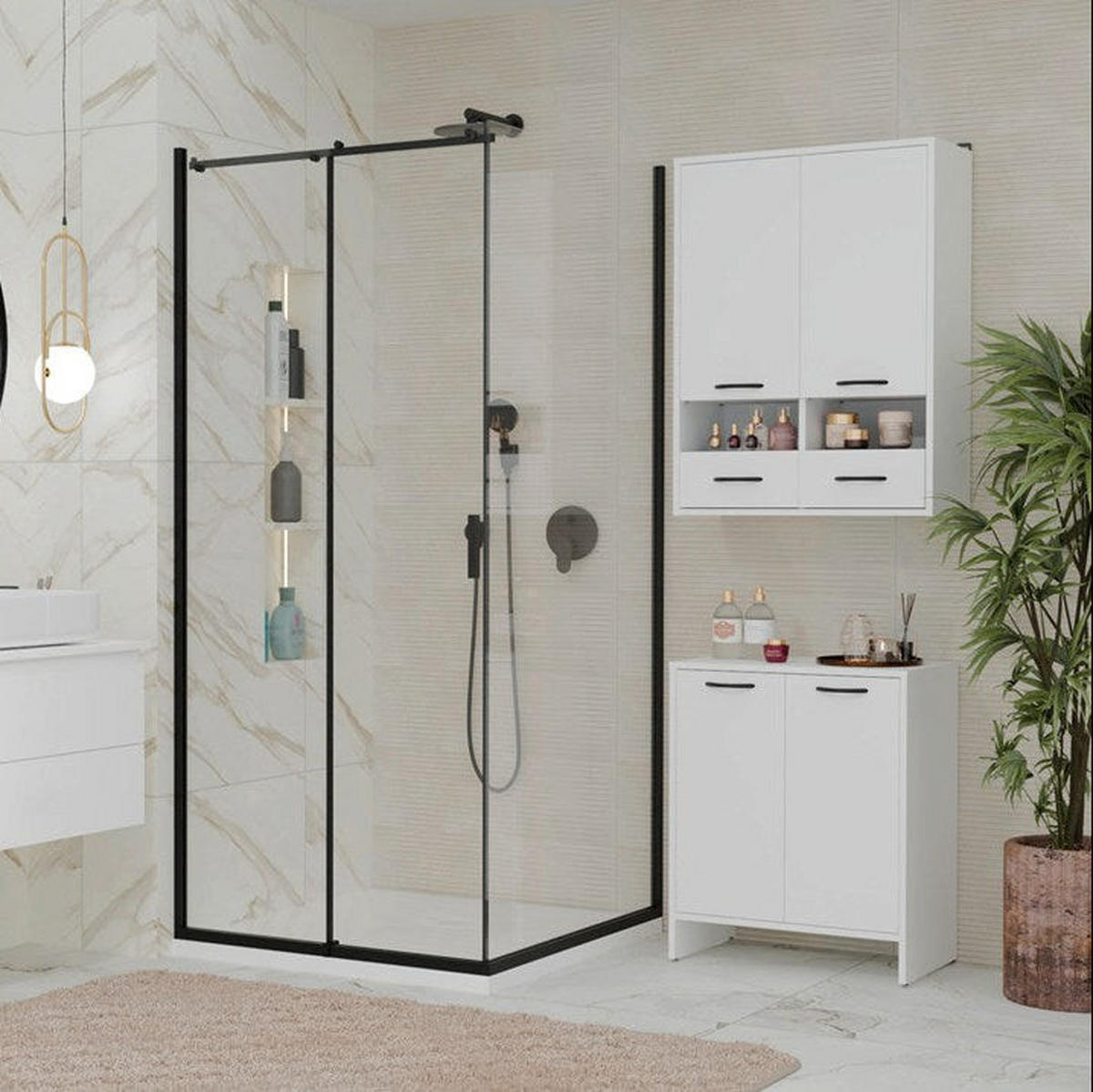 BADEZIMMERSCHRANK Vio - Weiß, Holzwerkstoff (60/74/40cm) - kommodly