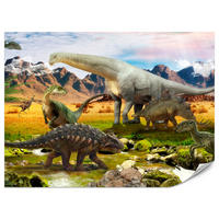 FOTOTAPETE für Kinderzimmer Dinosaurier Berge aus Felsen Bäume 350x256 - Multicolor, Papier (350/256cm) - Muralo