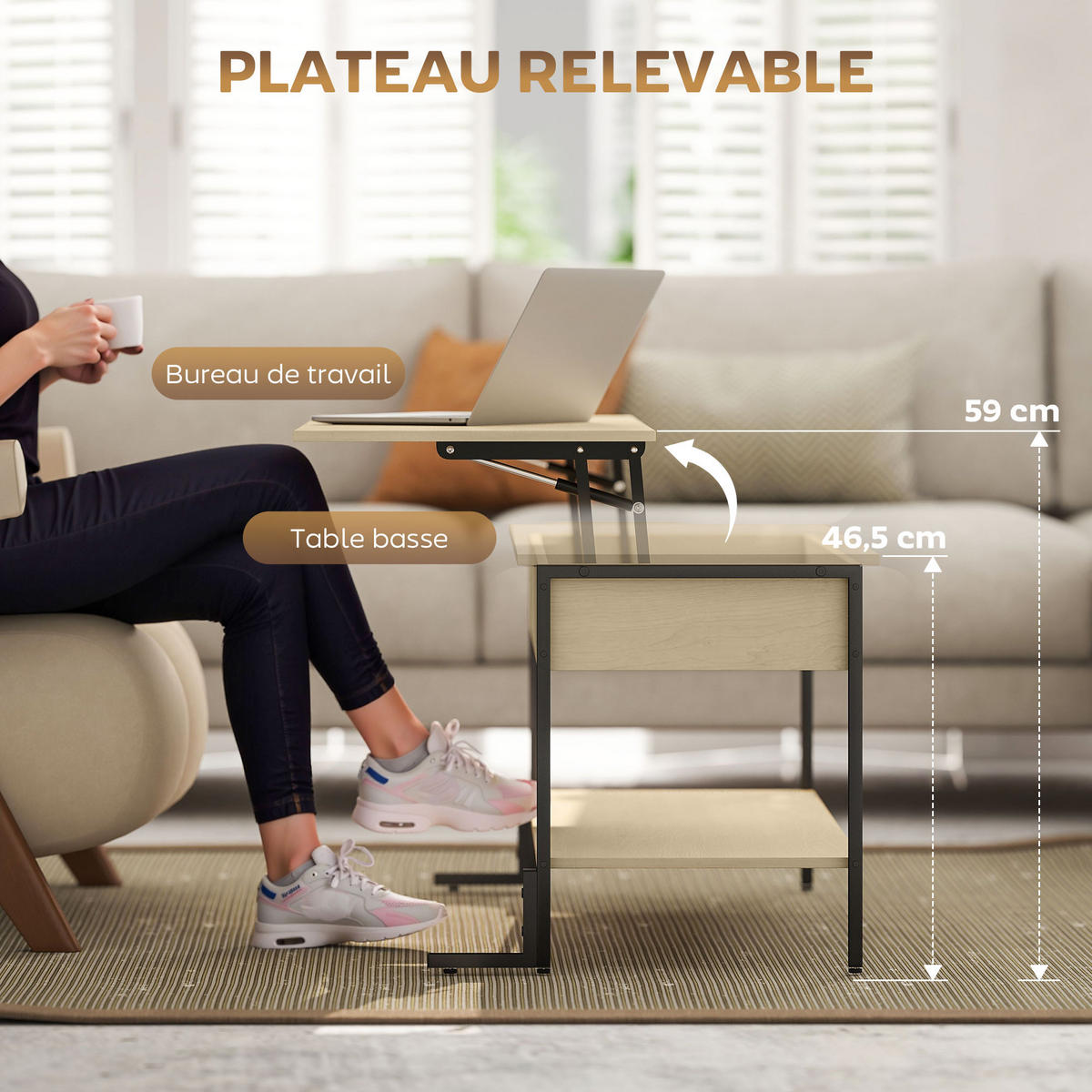 COUCHTISCH Beige 1 Stück - Beige, Kunststoff (95/40/59cm) - GiPP