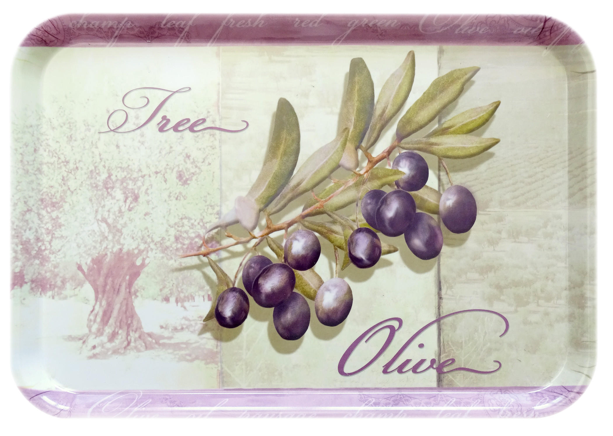 TABLETT Olivenbaum, rechteckige Melamin Serviertablett 45x31 cm - Grün, Kunststoff (31/2/45cm) - Lashuma