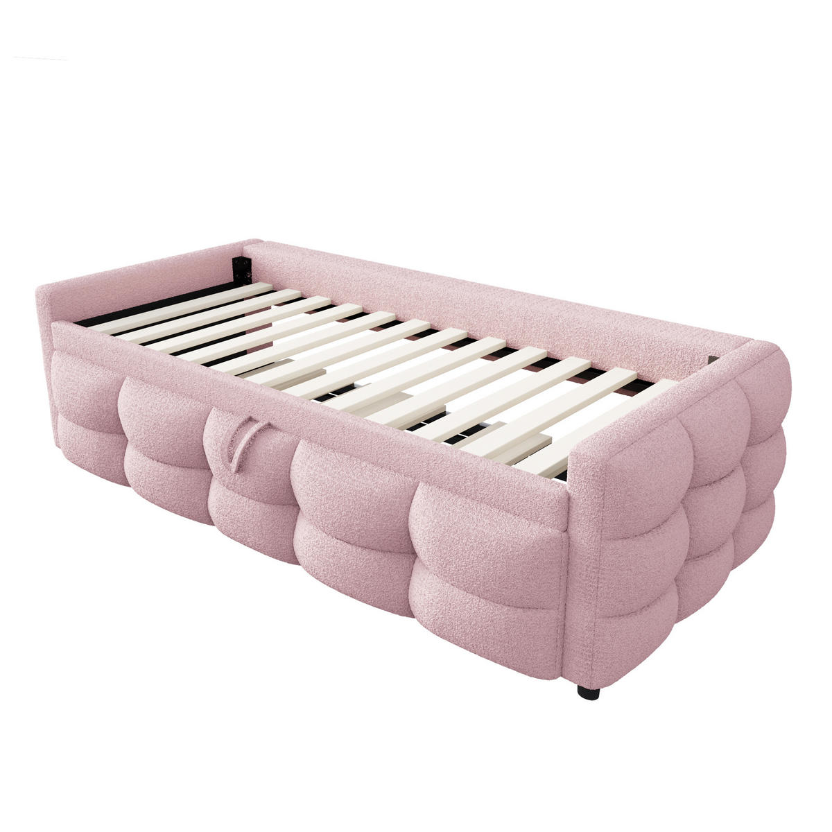 POLSTERBETT 90/190 cm Rosa mit Ausziehbett - Rosa, Textil (90/190cm) - Oxeza