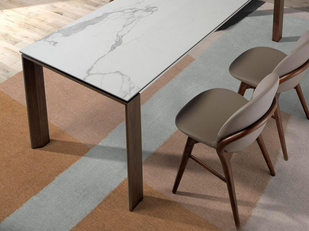 STUHL aus nerzfarbenem Stoff 47/59/81 cm - Taupe/Fango, Leder/Holz (47/81/59cm) - ANGEL CERDA