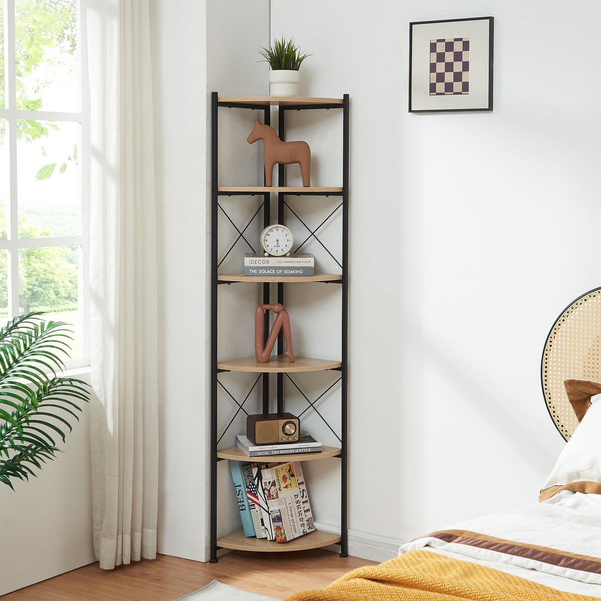 ECKREGAL Ulfborg - Schwarz/Braun, Holzwerkstoff/Metall (30/160/30cm) - [en.casa]