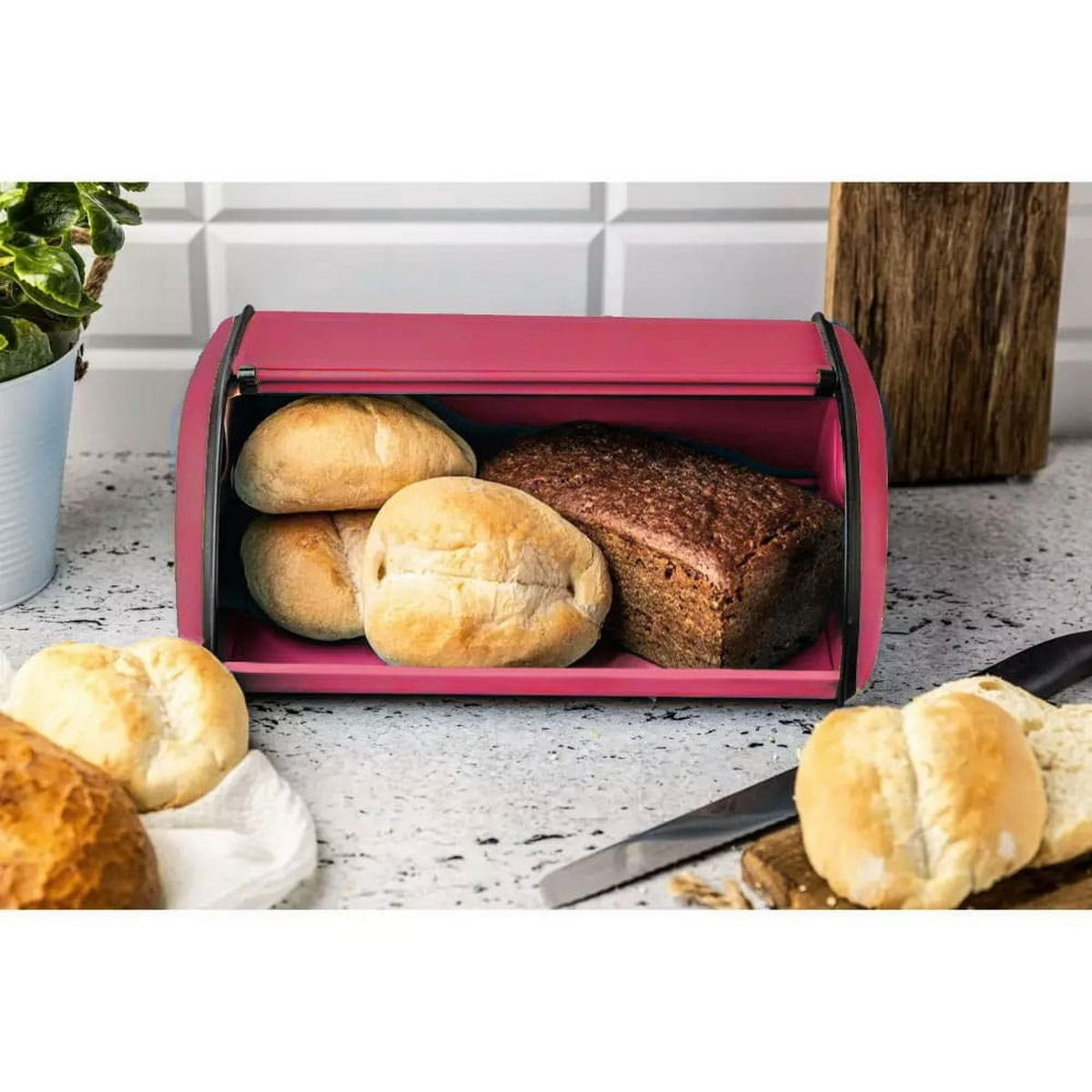 BROTKASTEN Rosa 36/24/15 cm KH1753 - Pink, Metall (24/15/36cm) - Kinghoff 
