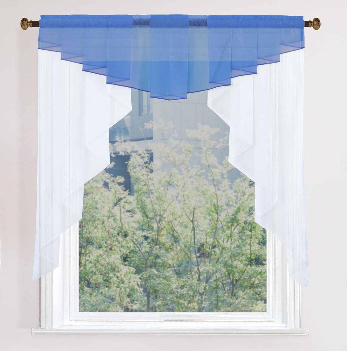SCHEIBENGARDINE MEIßEN 100x100 cm Blau - Blau, Textil (100/100cm) - Gardinenbox