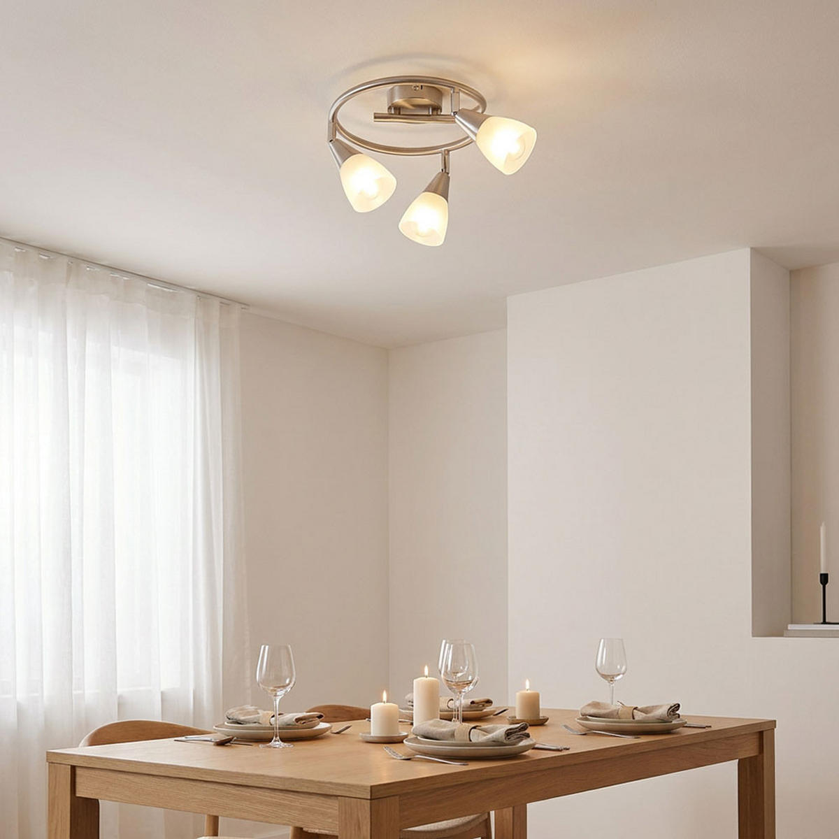 DECKENLEUCHTE Metall Silber schwenkbar - Silberfarben, Glas (29/29/19cm) - Globo Lighting