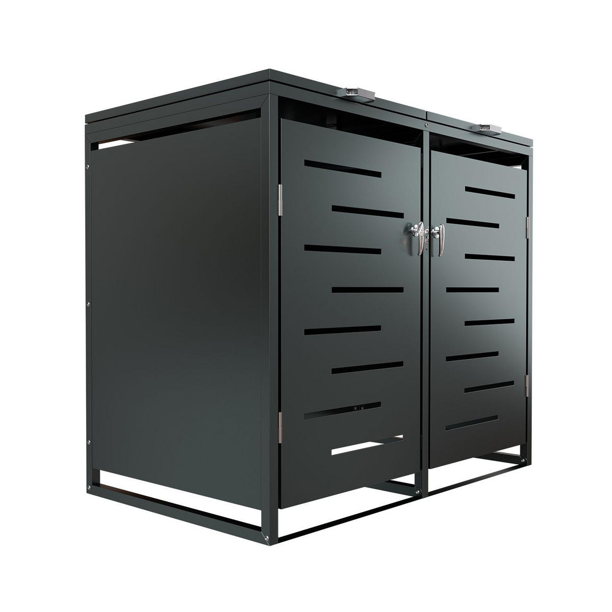 MÜLLTONNENBOX Arel 2er-Set - Anthrazit, Metall (132/116/80cm) - Juskys