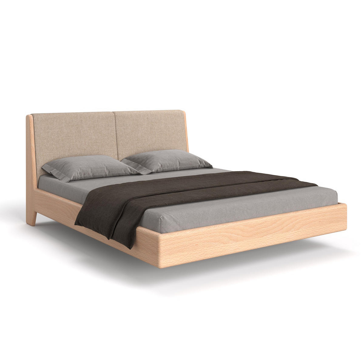 MASSIVHOLZBETT Lumo aus Buche 200x220 cm, Storm 06 - Beige/Buchefarben, Holz (200/220cm) - Danzz