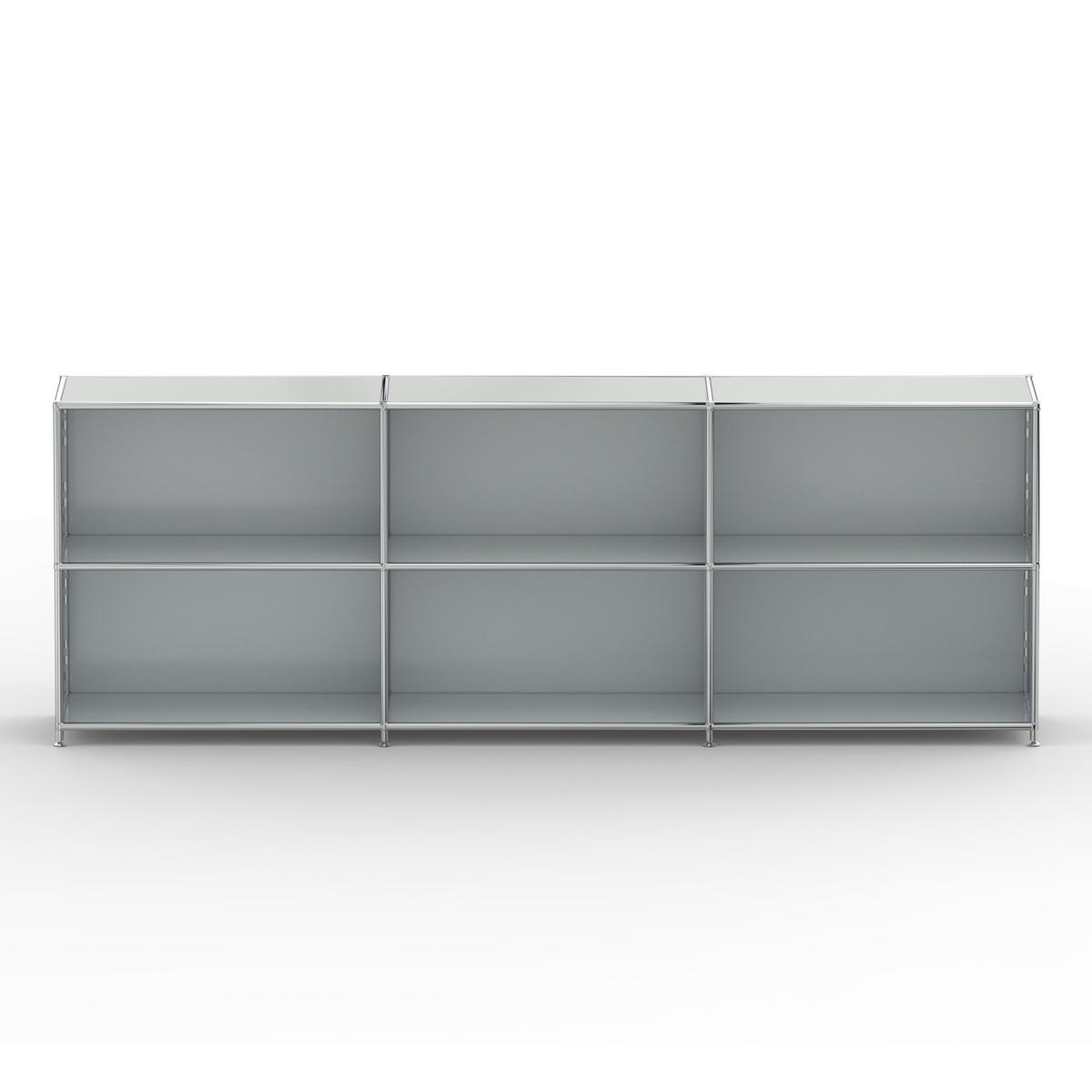 AKTENSCHRANK Büro, 6 offene Fächer, Breite 227 cm, Lichtgrau - Chromfarben/Hellgrau, Metall (40/80.5/227.2cm) - Versee