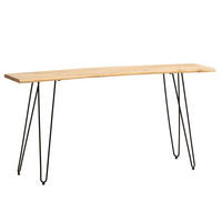 KONSOLENTISCH – Akazie Massivholz, 150x36x75 cm, mit Baumkante, Haarnadelbeine, Metallgestell - Schwarz/Akaziefarben, Holz/Metall (36/150/75cm) - KADIMA DESIGN
