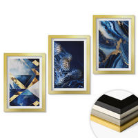WANDBILDER 3er Set - 20x30 cm Goldrahmen - Abstrakte, elegante Muster - Goldfarben, Kunststoff (20/30cm) - ArtPrintCave
