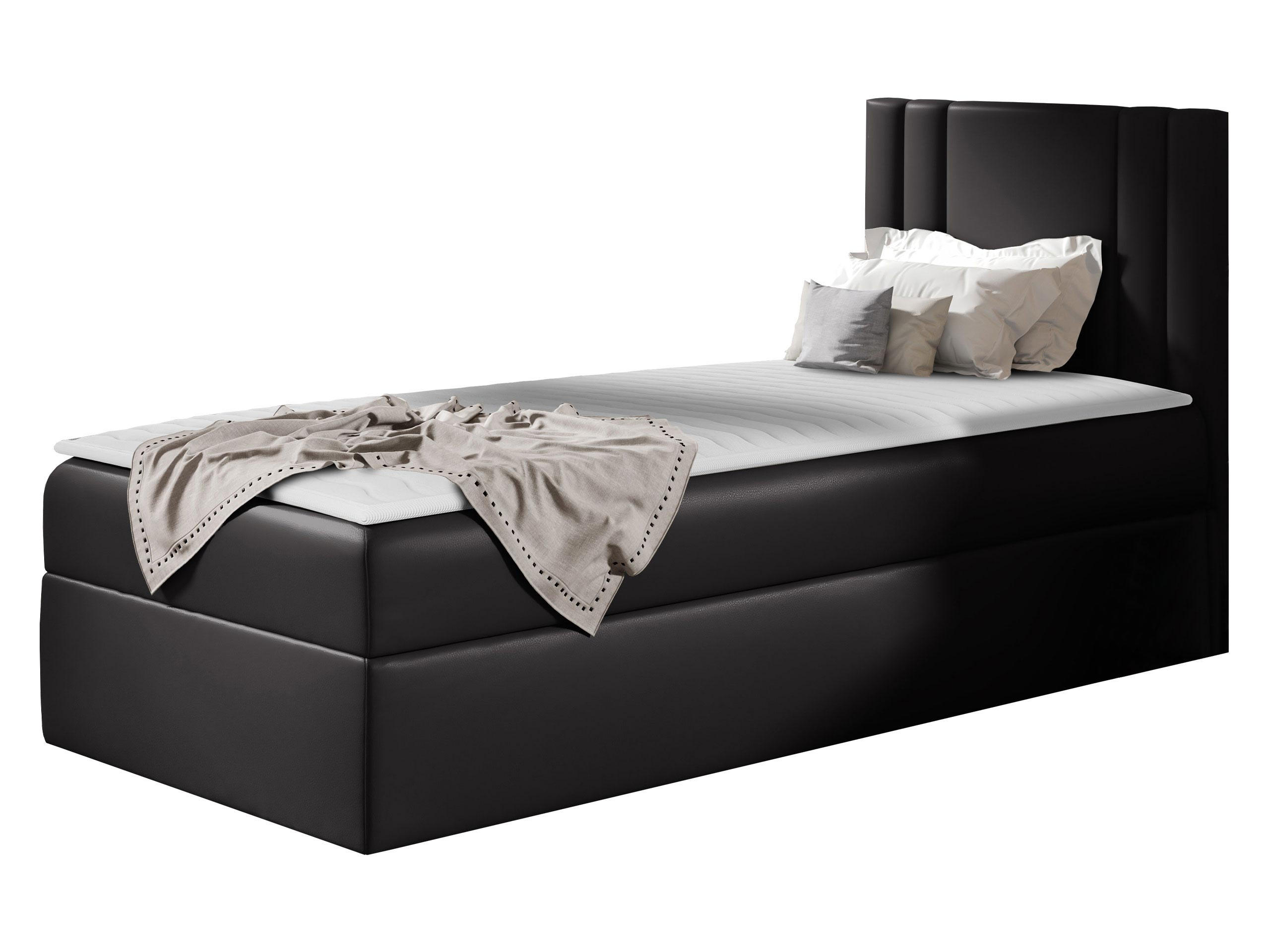 BOXBETT Carmen Mini, Seite zum Öffnen des Bettkastens: Rechts - Schwarz, Holz (100/200cm) - MIRJAN24