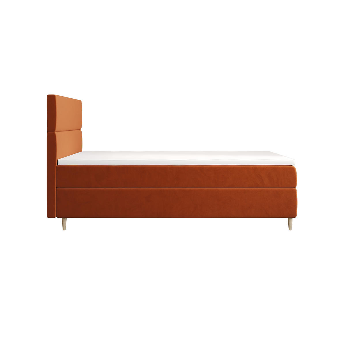 BOXBETT FLO 100x200 Itaka 01, mit Matratze H3, Bonell und Topper, Braun - Braun, Holz/Textil (100/200cm) - Bedante