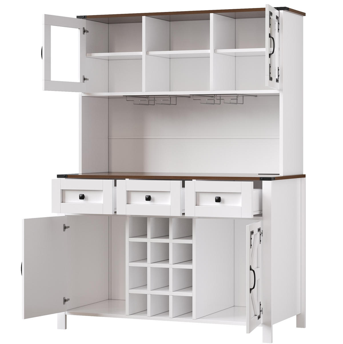 ANRICHTE 120/40/170 cm in Weiß mit LED-Beleuchtung und Steckdosenleiste - Weiß, Holzwerkstoff (120/170/40cm) - Flora Grace