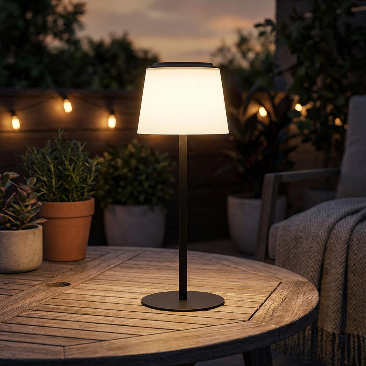 TISCHLEUCHTE MARIAM LED Metall Schwarz, Akku, 2er Set - Schwarz, Metall (13/13/34cm) - Globo Lighting