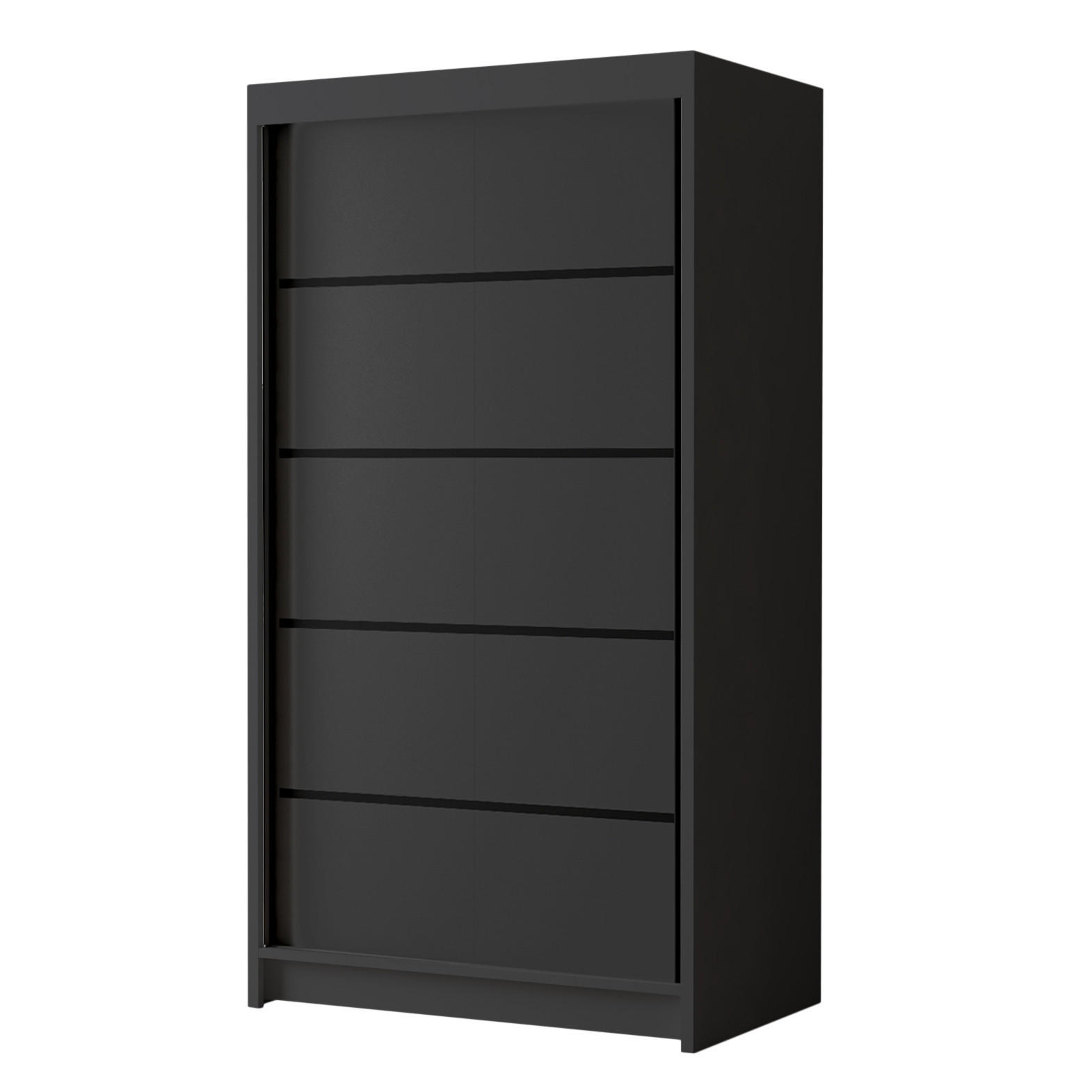 SCHWEBETÜRENSCHRANK Letto IV - 100 cm - Schwarz, Holzwerkstoff/Metall (100/200/58cm) - Sofnet