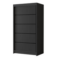 SCHWEBETÜRENSCHRANK Letto IV - 100 cm - Schwarz, Holzwerkstoff/Metall (100/200/58cm) - Sofnet