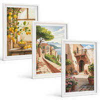 BILDER SET 3er Set - 40x60 cm Weißer Rahmen - Zitrusfrüchte in der Küchenmeerstadt - Weiß, Kunststoff (40/60cm) - TULUP