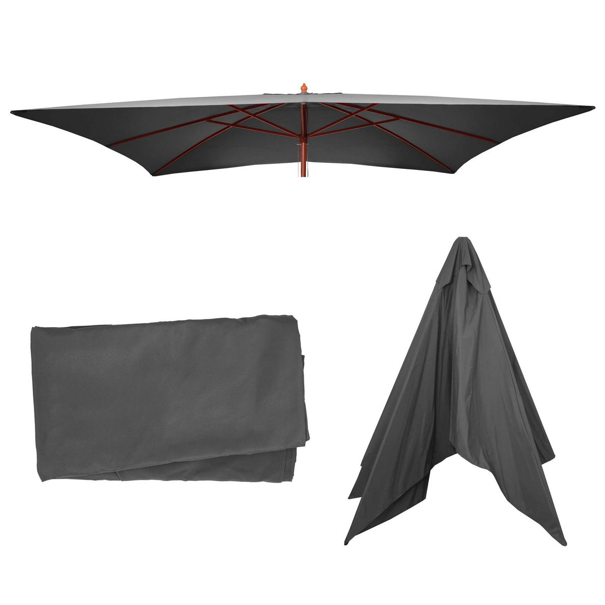 ERSATZ-BEZUG FÜR SCHIRM Anthrazit - Anthrazit, Textil (390/290cm) - MCW