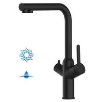 4-WEGE-KÜCHENARMATUR, Schwarz Matt, 360° schwenkbar - Schwarz, Metall (22.5/34.8/22.5cm) - VIZIO