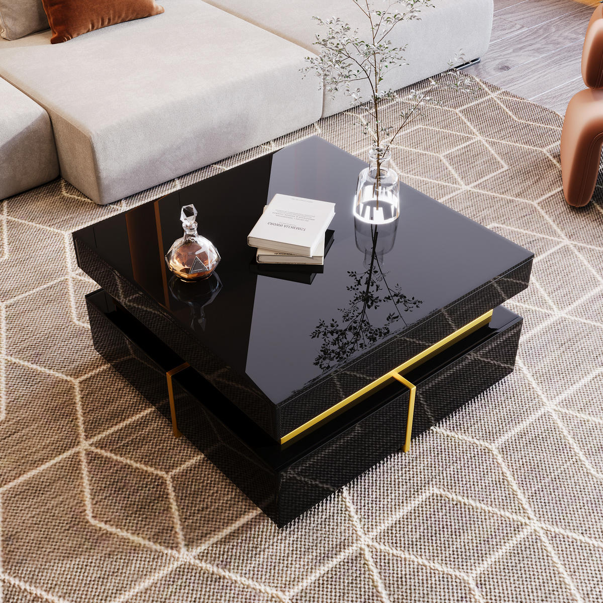 COUCHTISCH Schwarz 70/70/35,5 cm - Schwarz, Holzwerkstoff (70/70/35.5cm) - PANGIVO
