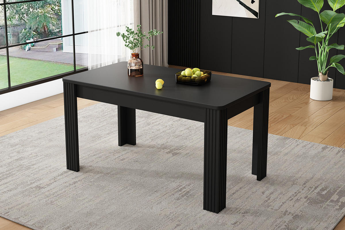 ESSTISCH aus Spanplatte, rechteckig, 130 kg belastbar, 116/65/75 cm, Schwarz - Schwarz, Holzwerkstoff (116/65/75cm) - Redom