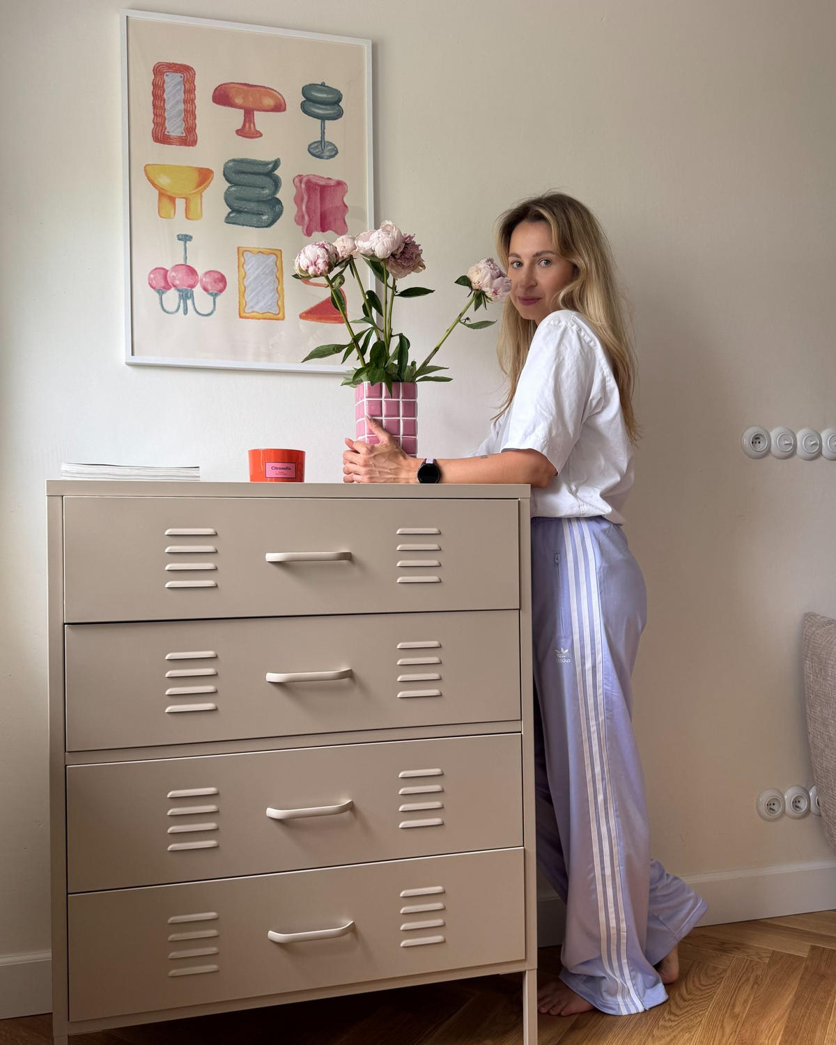 KOMODA Kov Béžová Enago - béžová, kov (80/102/40cm) - Beliani