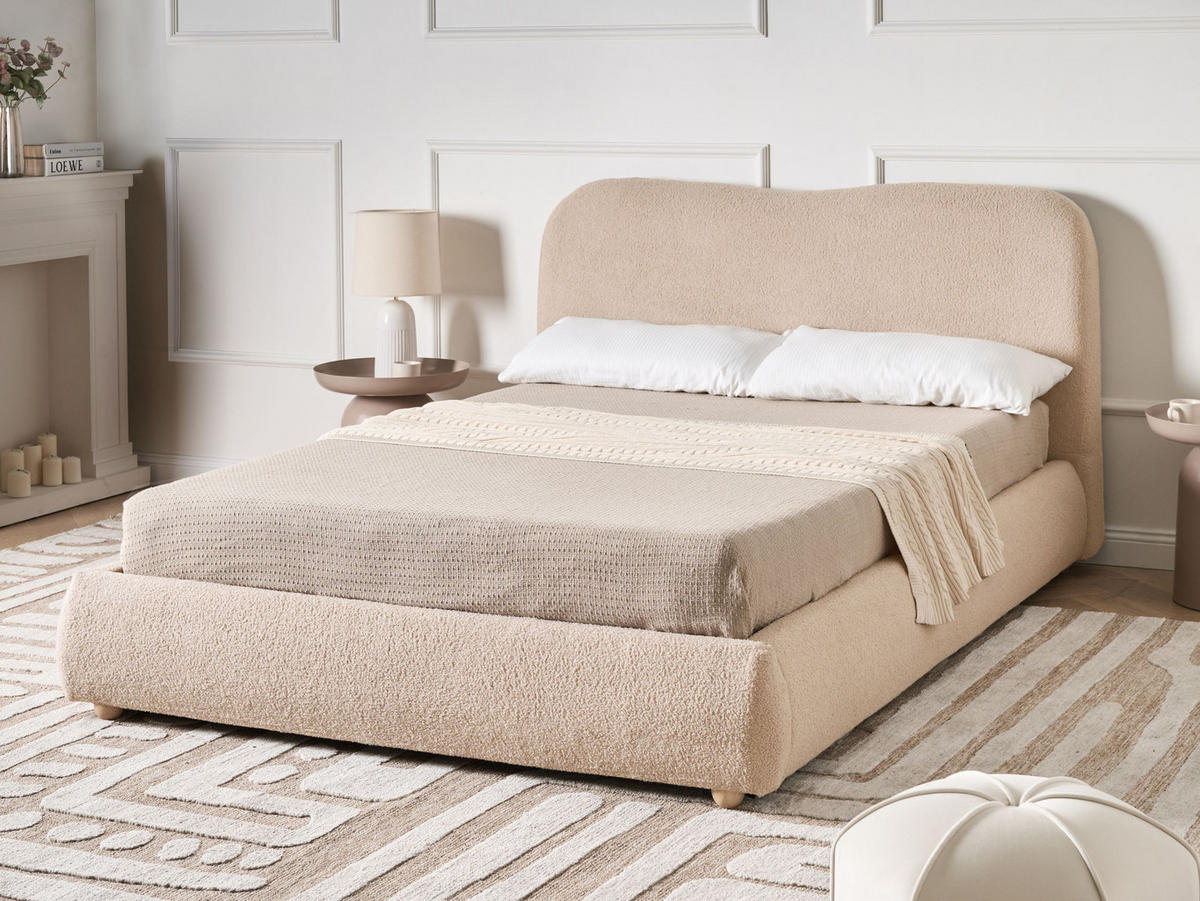 BETT mit Stauraum 140/200 cm Hellbraun Blagnac - Hellbraun/Beige, Textil (140/200cm) - Beliani