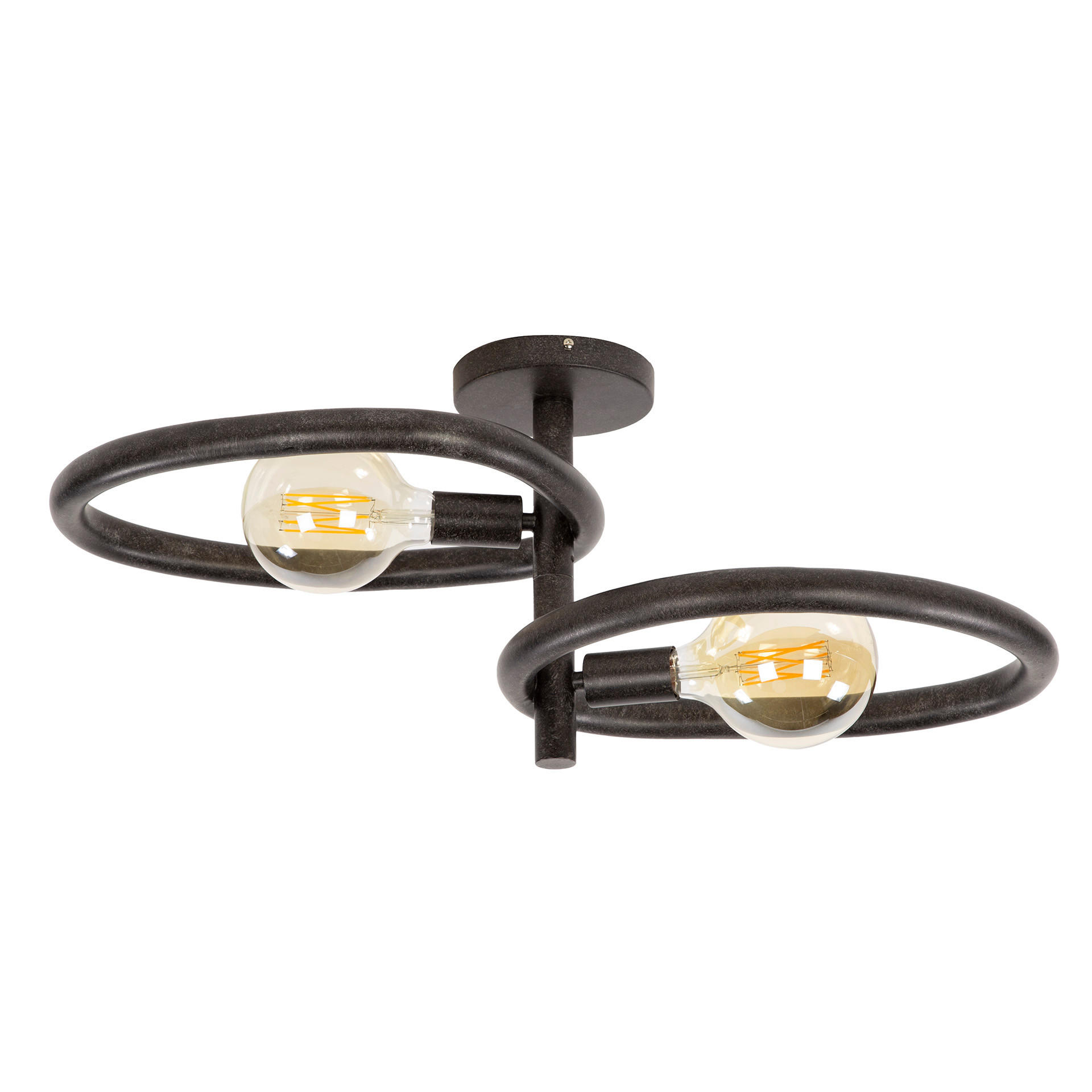 HOYZ Collection - Pebble 2-flammige Deckenleuchte - Arktisschwarz - Schwarz, Metall (33/73/31cm) - Hoyz Collection