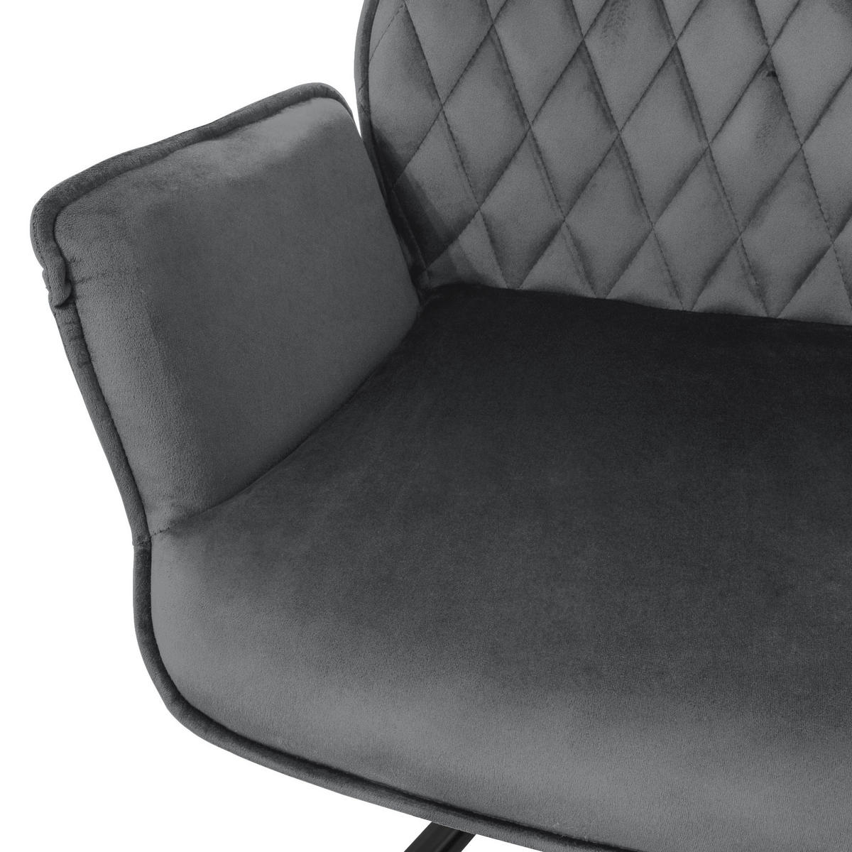 DREHSTUHL Samt Anthrazit - Anthrazit, Metall (63/90/57cm) - ML-DESIGN