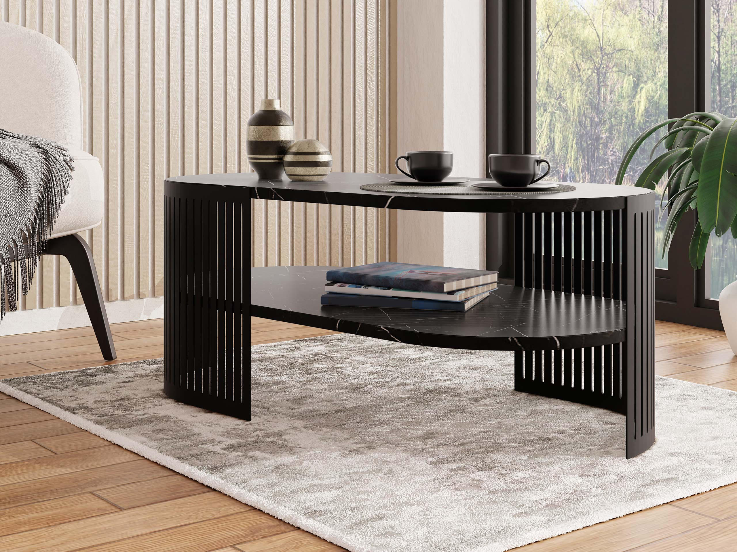 COUCHSITCH Fikoli Oval II - Multicolor/Schwarz, Holzwerkstoff/Metall (100/50/40cm) - MIRJAN24