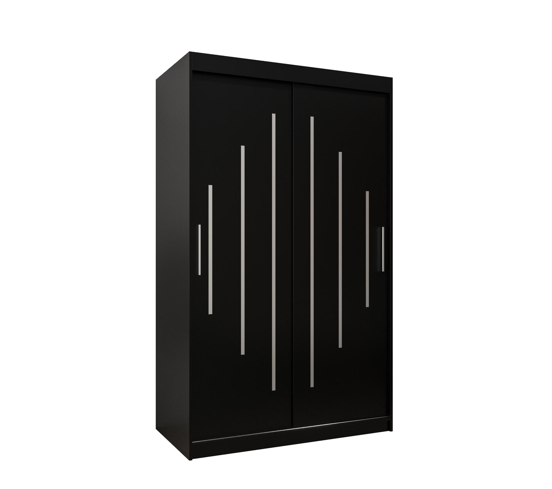 SCHWEBETÜRENSCHRANK 200/120/62 2-türig - Silberfarben/Schwarz, Holz/Kunststoff (120/200/62cm) - Abiks Möbel