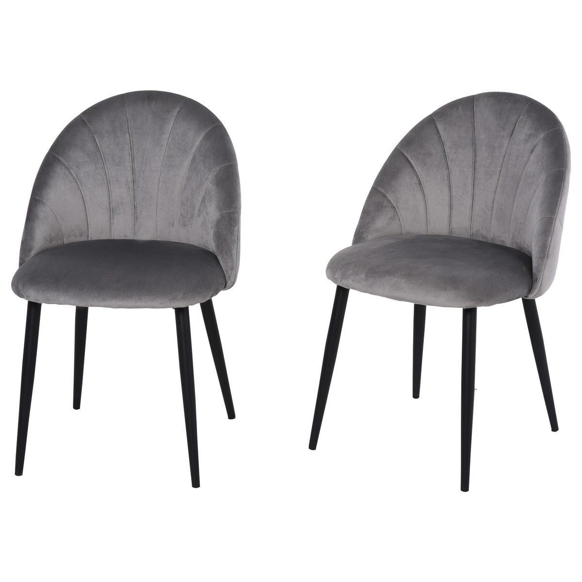 ESSZIMMERSTÜHLE, Samt, Metall, Grau - Grau, Kunststoff (54/79/52cm) - HOMCOM