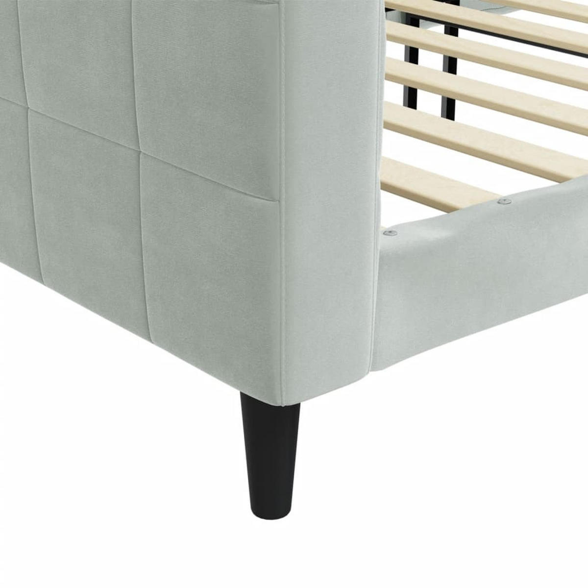 TAGESBETT Hellgrau 90/200 Cm Samt - Grau, Holz (90/200cm) - vidaXL