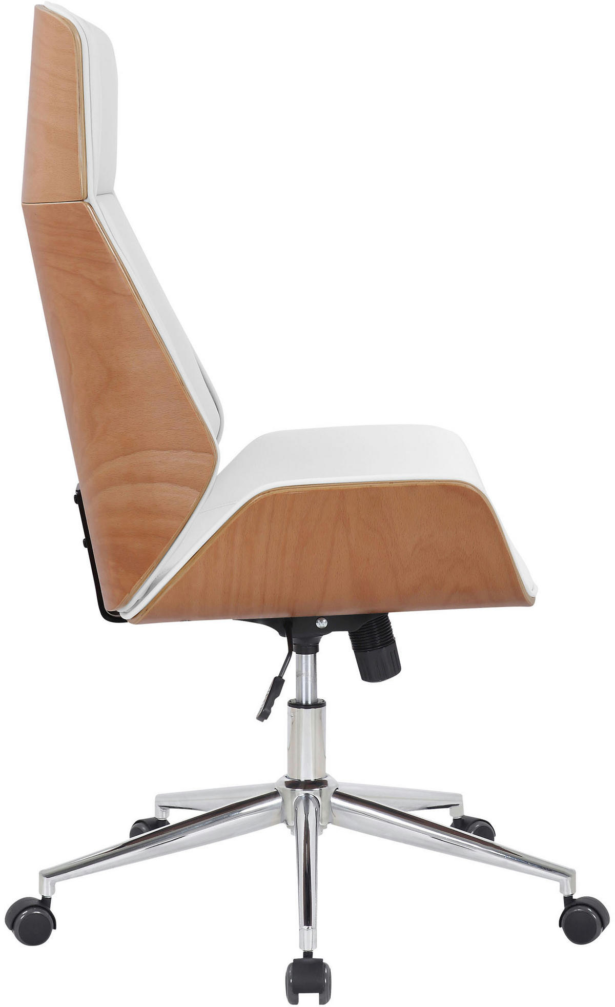 DREHSTUHL Lederlook Natura/Weiß - Chromfarben/Eukalyptusholzfarben, Textil/Metall (58/110/66cm) - CLP
