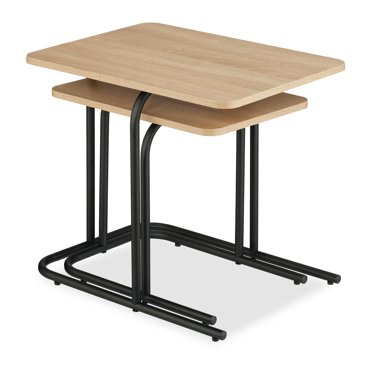 2-TLG.SATZTISCH-SET - Hellbraun, Holzwerkstoff/Kunststoff (35/48/42cm) - Relaxdays