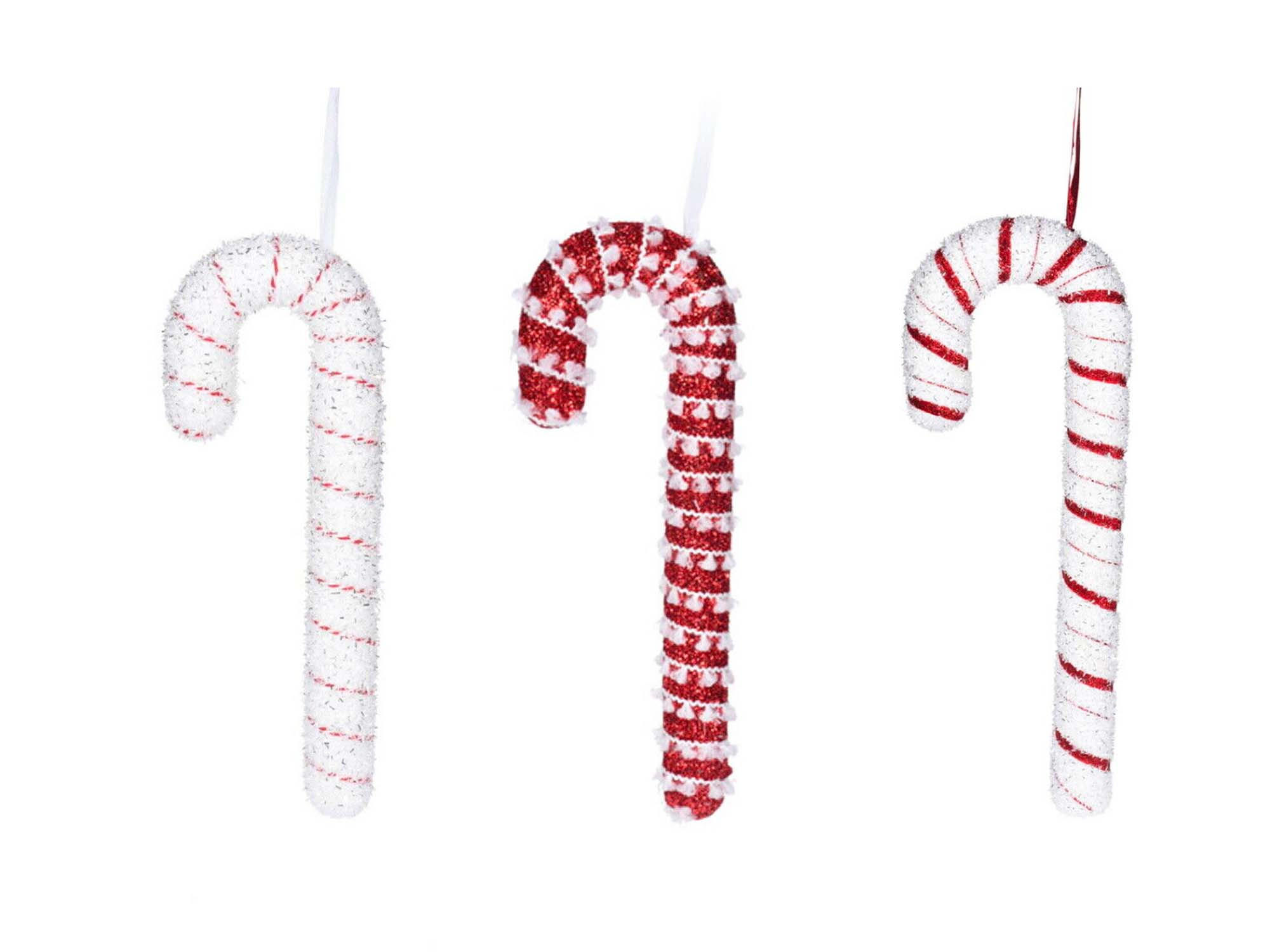 LAALU CHRISTBAUMKUGEL-SET 3 Verzierungen: Zuckerstangen MAXI matt 34 x 4 cm - Rot/Weiß, Kunststoff (25/20/40cm) - LAALU