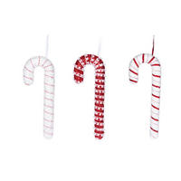 LAALU CHRISTBAUMKUGEL-SET 3 Verzierungen: Zuckerstangen MAXI matt 34 x 4 cm - Rot/Weiß, Kunststoff (25/20/40cm) - LAALU