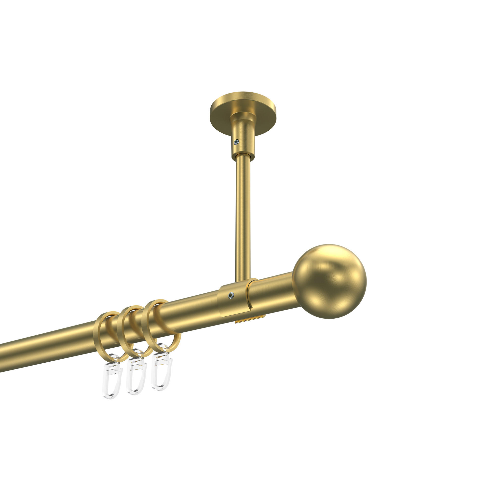 GARDINENSTANGE Sonette Luino 600 cm (geteilt in 3 x 200 cm), 1-läufig, 20 mm Ø Messing-Optik - Messingfarben, Metall (600cm) - INTERDECO