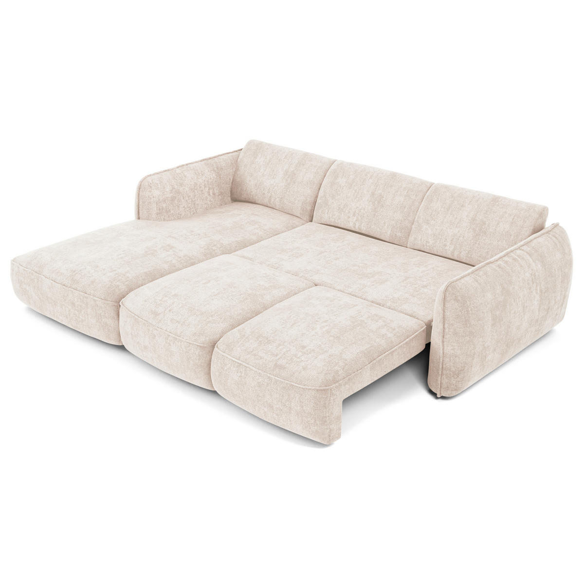 ECKSOFA RECHTS Rastervelours 274cm - Creme, Textil (274/174cm) - Sia Home