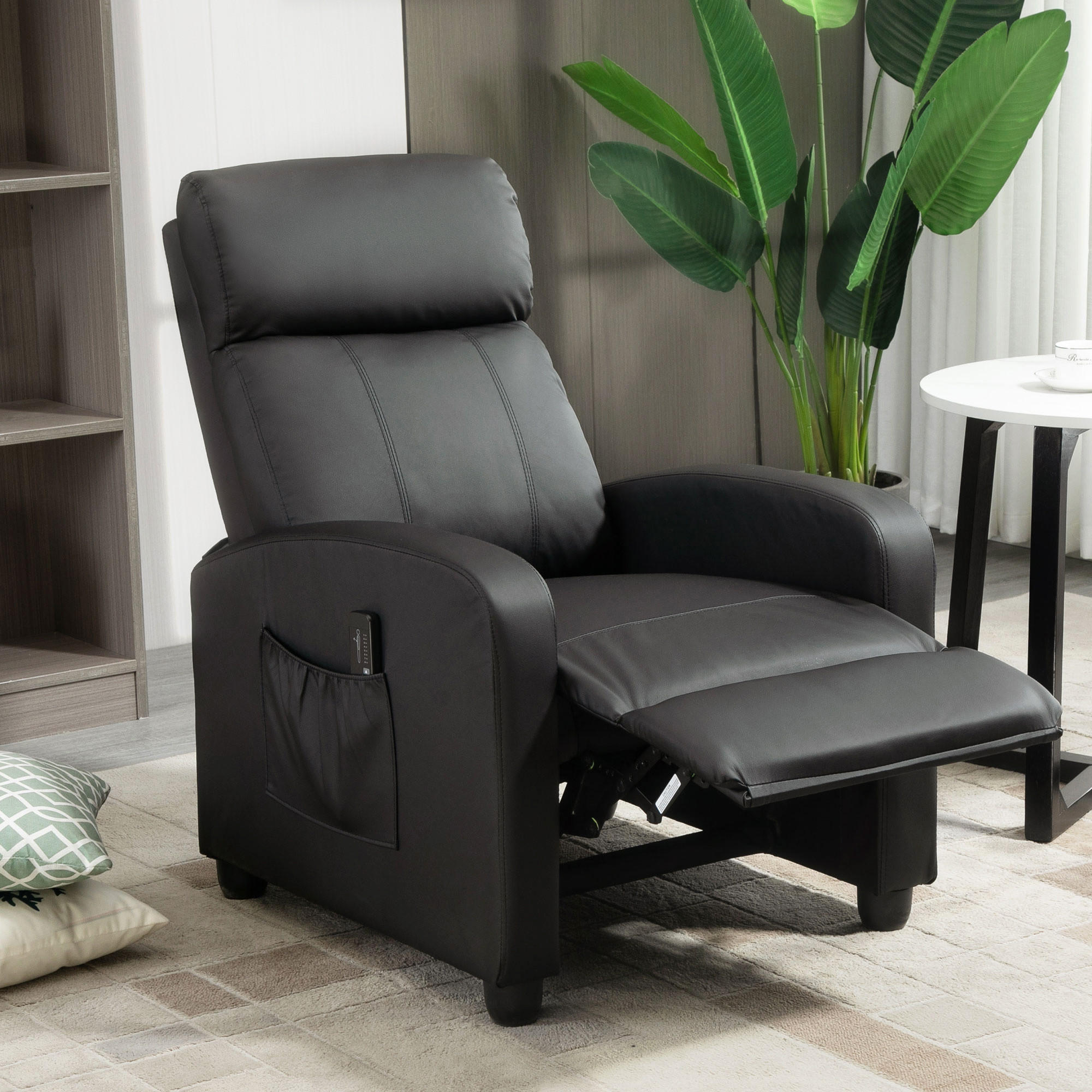 MASSAGESESSEL, PU, Schaumstoff, Schwarz - Schwarz, Kunststoff (88/98/68cm) - HOMCOM