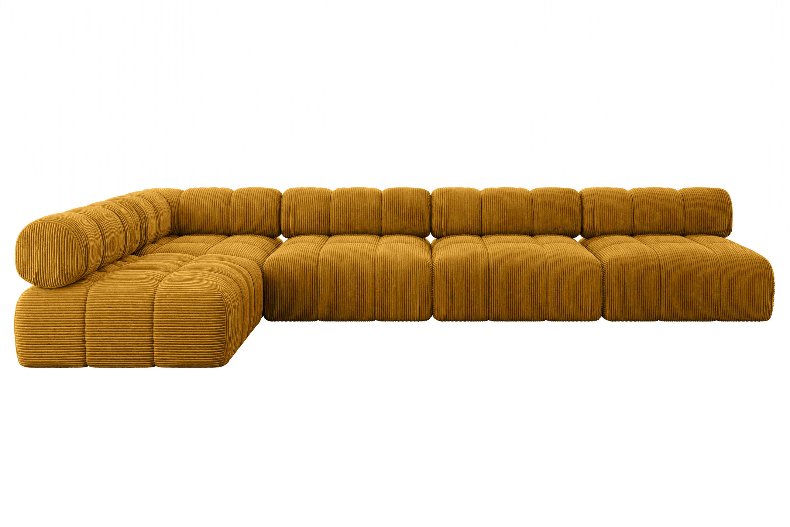 ECKSOFA modulares Sofa Samaro-L3 - 380x190x70 cm Senfgelb Cord - Currygelb, Holzwerkstoff/Textil (380/190cm) - ALTDECOR