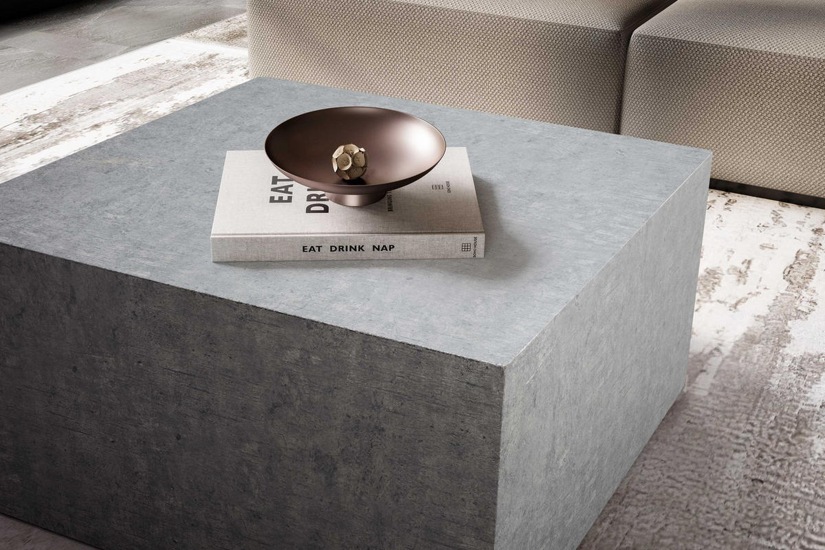 COUCHTISCH Würfelform in Beton-Optik – minimalistisches Design, Grau 60x60x30 cm - Grau, Holzwerkstoff (60/60/30cm) - KADIMA DESIGN