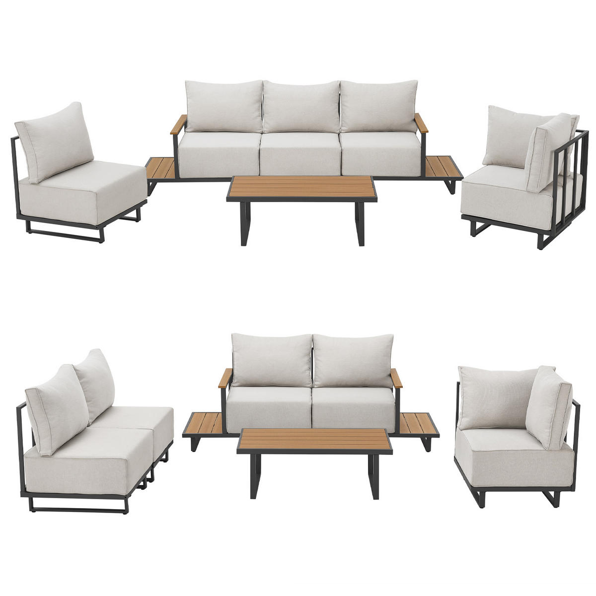 GARTENLOUNGE Malibu modular Grau - Grau, Metall - SVITA