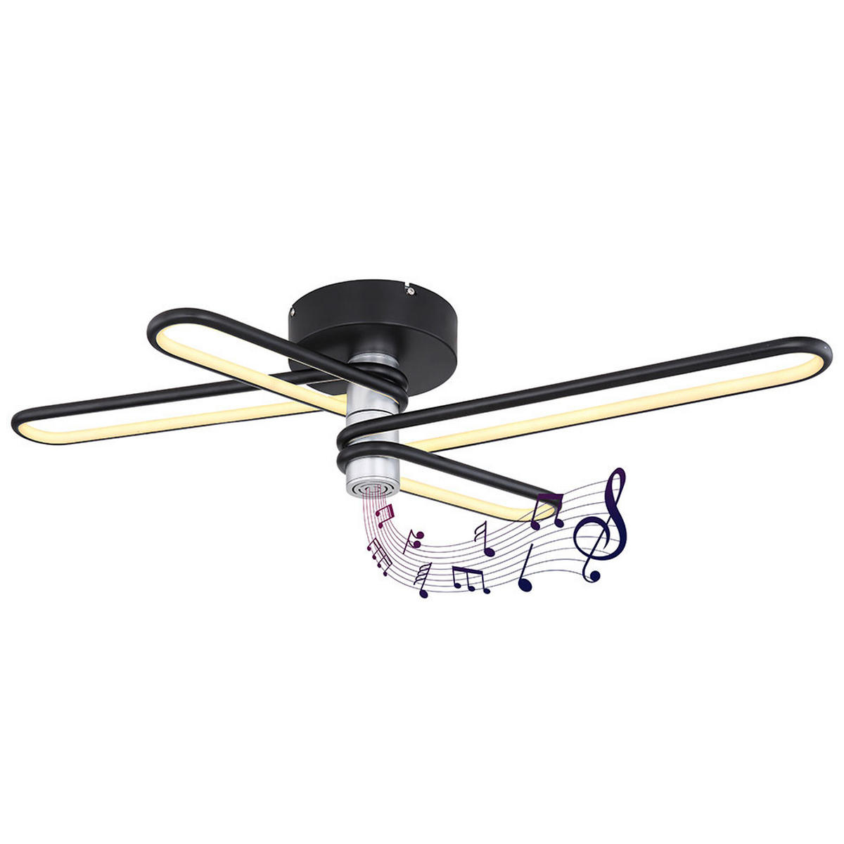 LED DECKENLEUCHTE Metall Schwarz Toppole - Schwarz, Metall (91.5/46.5/18.5cm) - Globo Lighting
