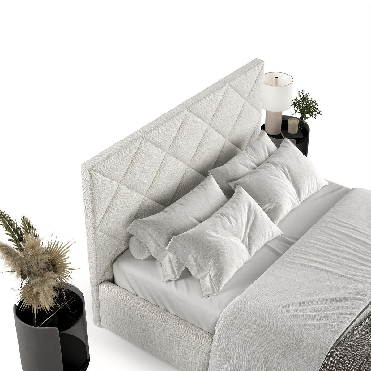 POLSTERBETT Torno 180/200 cm Beige im Inari Stoff - Beige/Schwarz, Holz/Holzwerkstoff (180/200cm) - AltaBeds