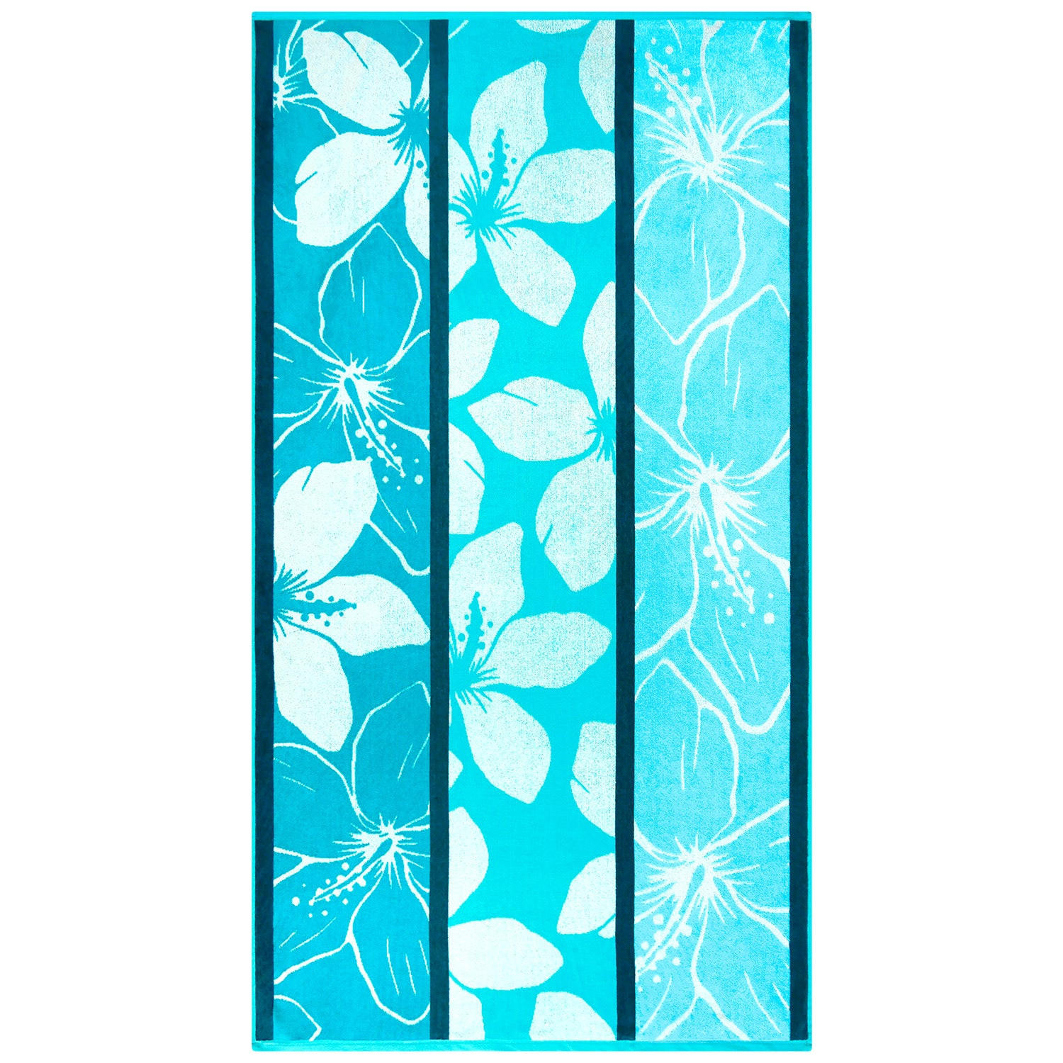 STRANDTUCH Frottee Velours Jacquard Blau 90x170 400g/m² - Miyako - Blau, Textil (170/90cm) - LE COMPTOIR DE LA PLAGE