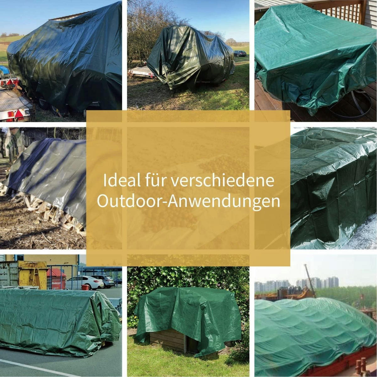 GEWEBEPLANE 2 x 2 m grün, wasserdicht und UV-stabilisiert - Grün, Kunststoff (30/1.7/40cm)